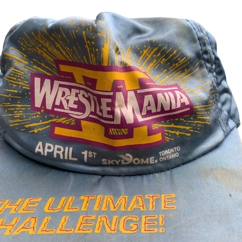 Vintage WrestleMania 1990 VI Hat SnapBack Satin Cap The Ultimate Challenge